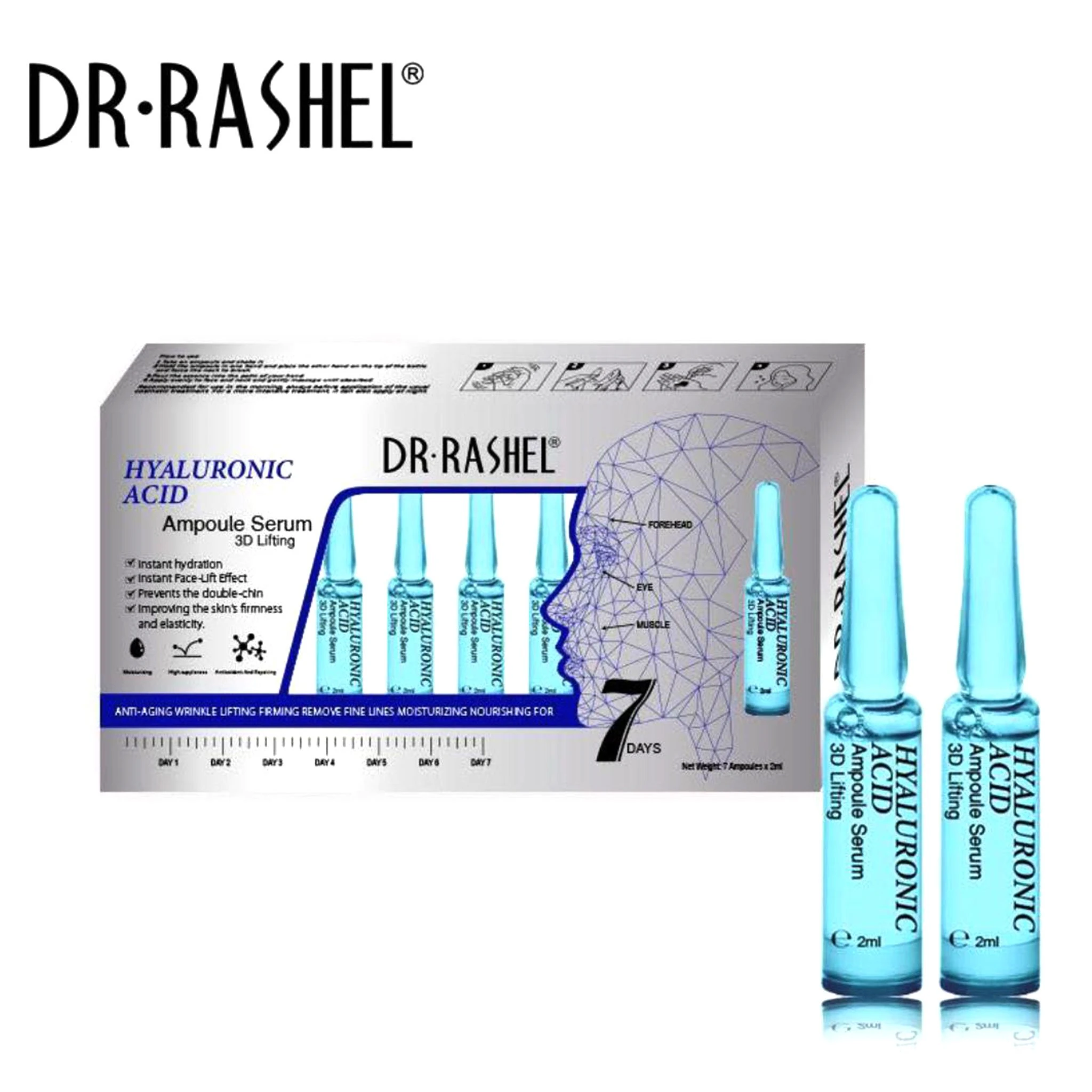 Dr Rashel Ampoulesx2Ml Hyaluronic Acid Ampoule Serum 3D Lifting - Highfy.pk