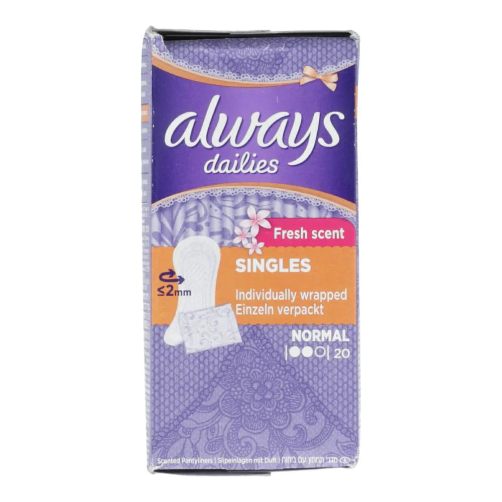 Always Dailies Fresh Scent Singles Normal 20'S` - Highfy.pk