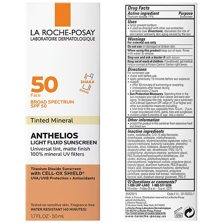 La Roche Posay - Anthelios Light Fluid Tinted Mineral Sunscreen Spf 50 50Ml - Highfy.pk