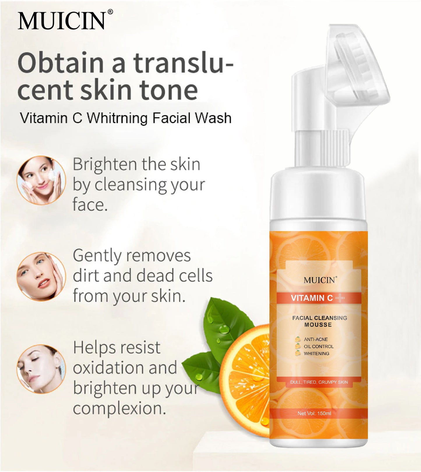 MUICIN - Vitamin C Bubble Foaming Facial Cleanser - 150ml