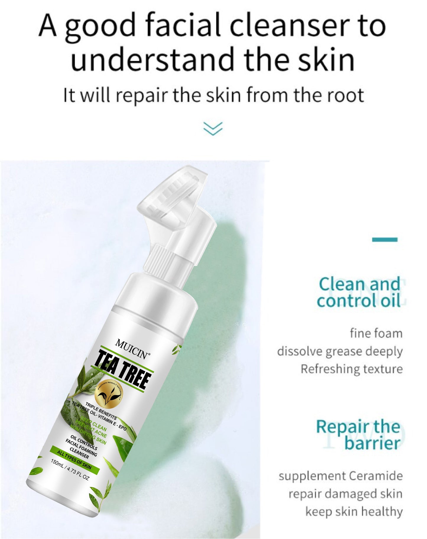 MUICIN - Tea Tree Bubble Foaming Facial Cleanser - 150ml