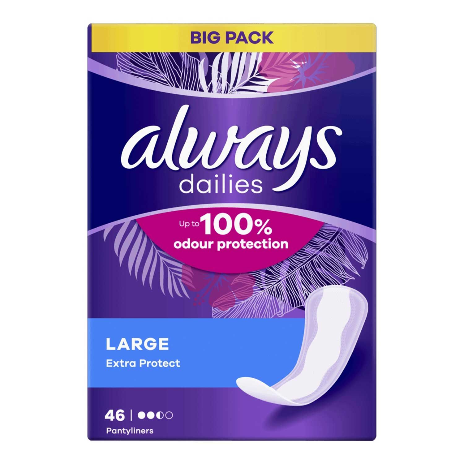 Always - Dailies Extra Protect Panty Liners Large X Pack Of 46 - Highfy.pk
