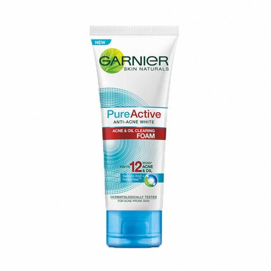 Garnier Skin Natural Pure Active White Acne & Oil Clearing Foam 100Ml - Highfy.pk
