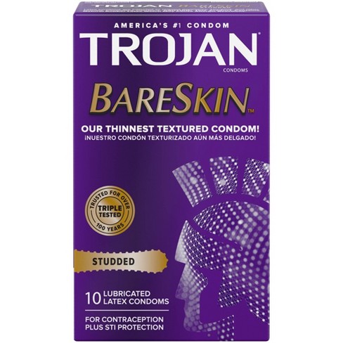 Trojan Bare Skin Premium Lubricated Condoms 10Pcs - Highfy.pk
