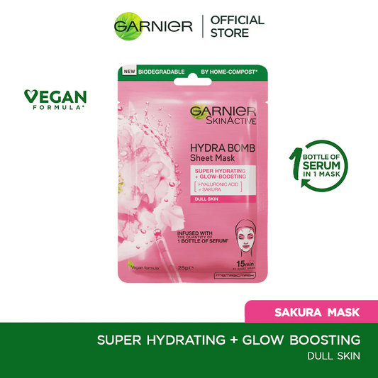 Garnier Skin Active Hydra Bomb Sakura Tissue Face Mask, Hydrating And Glow Boosting 28G - Highfy.pk