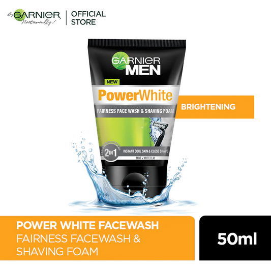 Garnier Men Power White 2 In 1 Fairness Face Wash Shaving Foam 100Ml - Highfy.pk