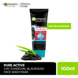 Garnier Skin Active 3-In-1 Charcoal Blackhead Face Wash Mask Scrub 100Ml - Highfy.pk
