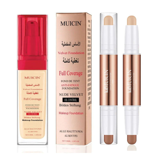 MUICIN - Nude Velvet Foundation & 2 in 1 3D Contour Stick