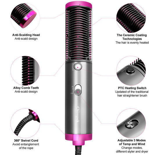 One Step - 3 In 1 Hair Blow Dryer , Straightener & Comb Kit For Wet Dry Hair - Highfy.pk