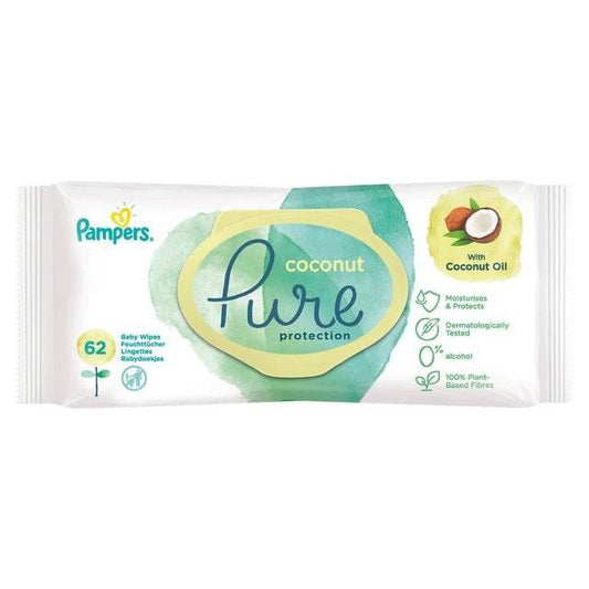 Pampers Wipes Coconut Pure Protection With Coconut Oil 62S - Highfy.pk