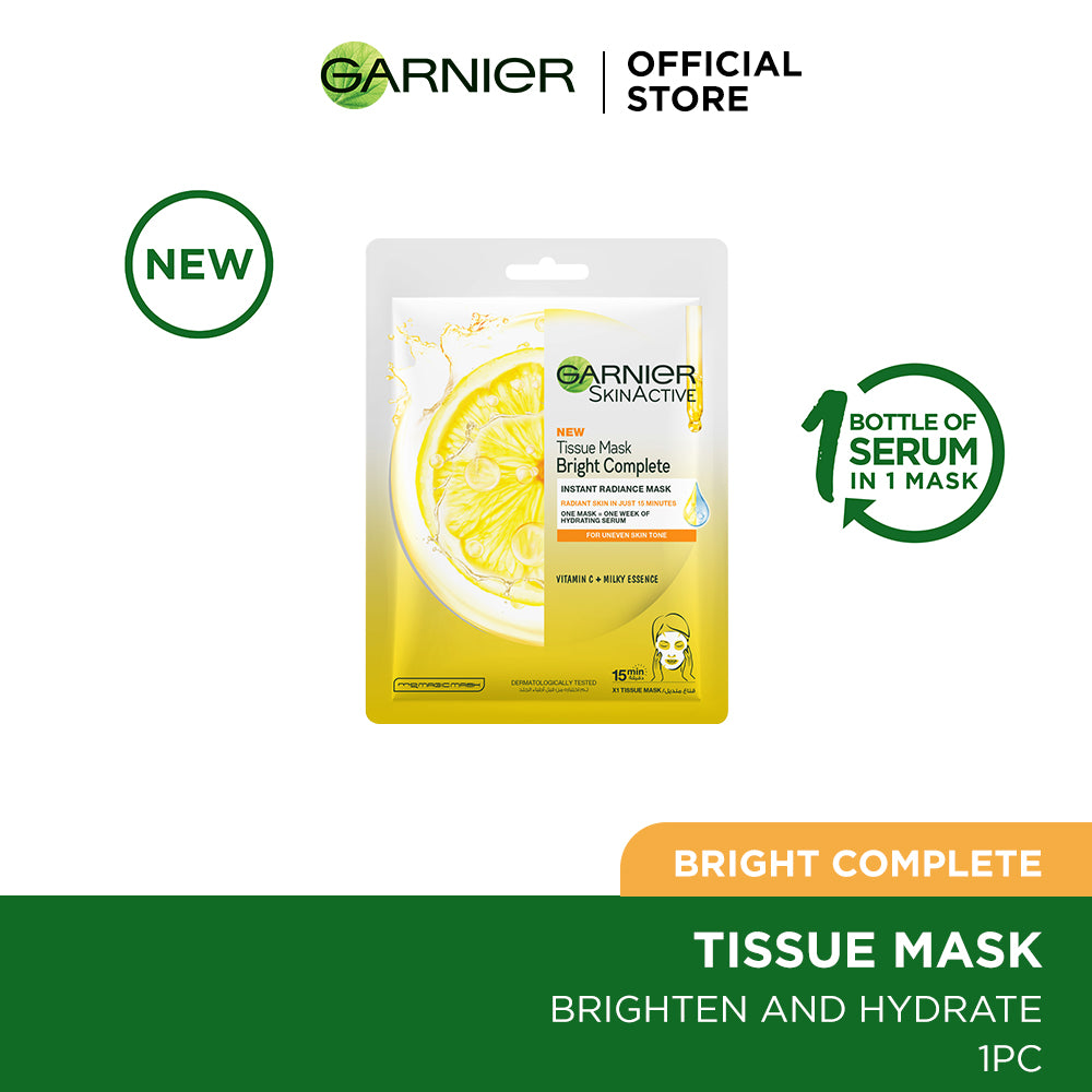 Garnier Skin Active Bright Complete Tissue Face Mask - For Brighter Skin - Highfy.pk