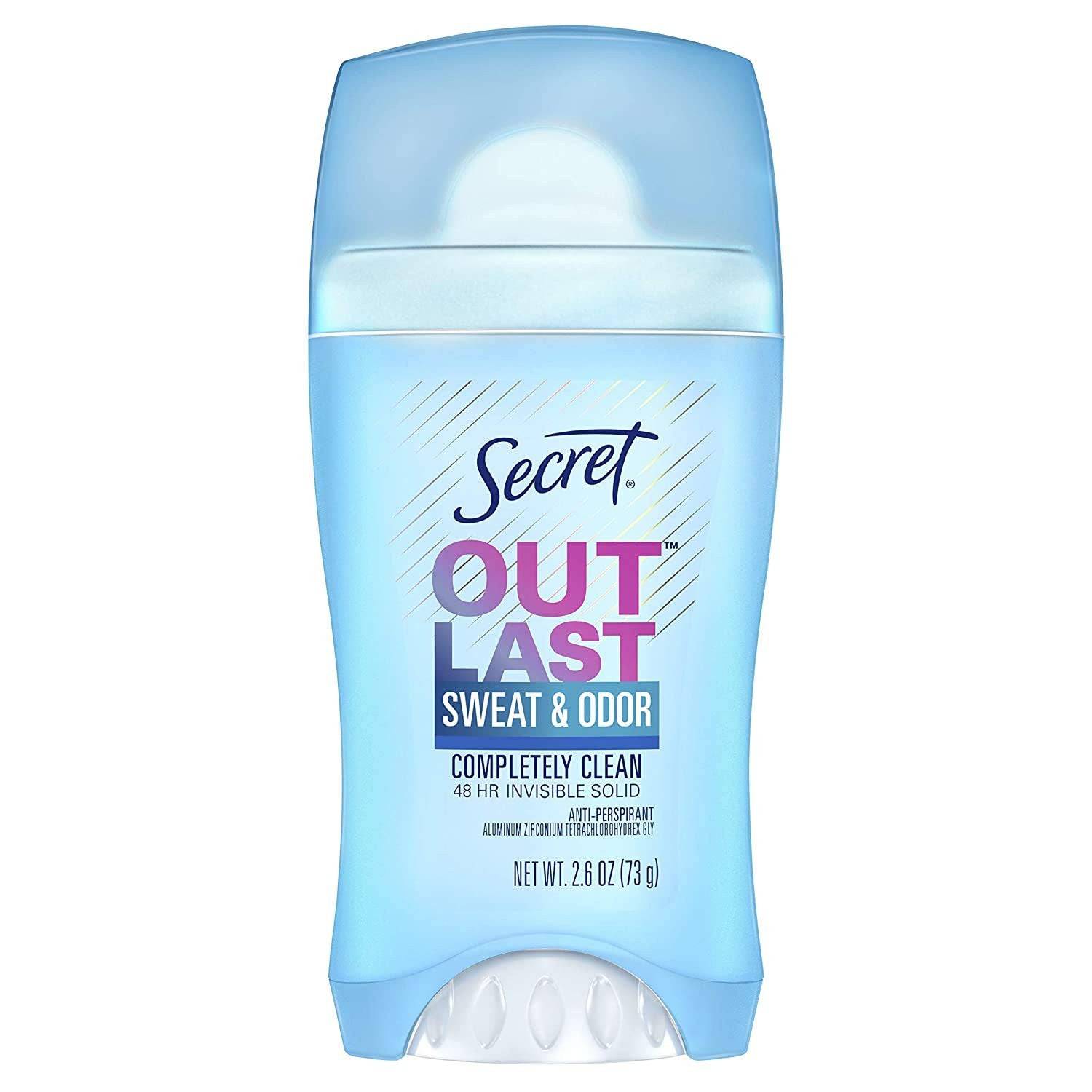 Secret Deodorant Stick A/P Outlast Sweat & Odor Completely Clean  2.6Oz