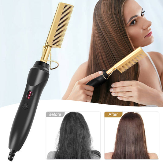 Willstar 2 In 1 - Styling Comb Electric Hot Straightening Heat Comb