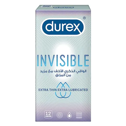Durex Invisible Extra Lubricant Condom 12Pc - Highfy.pk