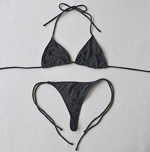 Sajiero Secret'S- Black Tie Side Bottom Push Up Padded Top Triangle Bikini - Highfy.pk