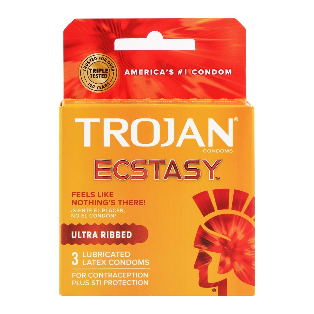 Trojan Ecstasy Ultra Ribbed Condoms 3S - Highfy.pk